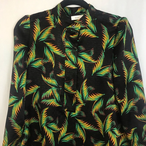 A.L.C Gosford Silk Palm Leaf Print Blouse - Picture 7 of 8